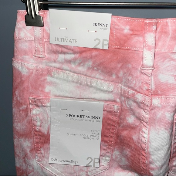 Soft Surroundings Pink Ultimate Denim Tie Dye High Rise Skinny Jeans 2P NWT! - Picture 6 of 8
